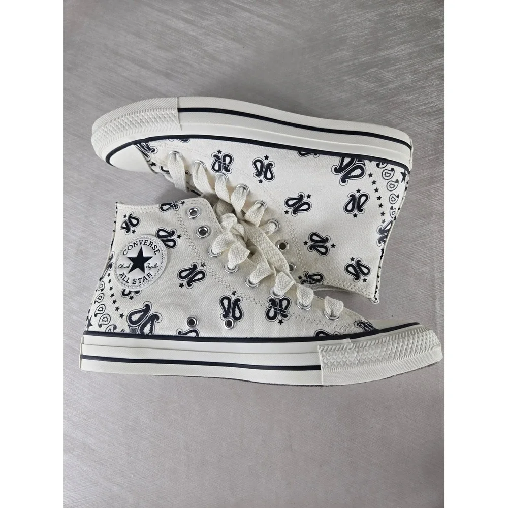 Converse Chuck Taylor All Star Hi Paisley Egret Black A15810F Mens 6.5 Womens8.5